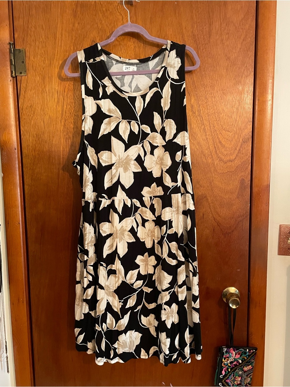 Maurices Black Sleeveless Mini Dress with Cream Floral Print